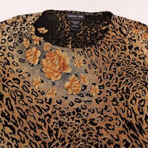 Morgan Cole Casual Long Sleeve Crew Neck Shirt Womens Size Large L Brown